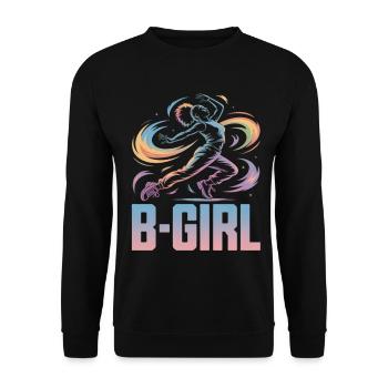 B-Girl Breakdance Streetstyle Retro Design - Unisex Pullover - Schwarz - Vorne - Alina (178cm) & Michal (187cm)