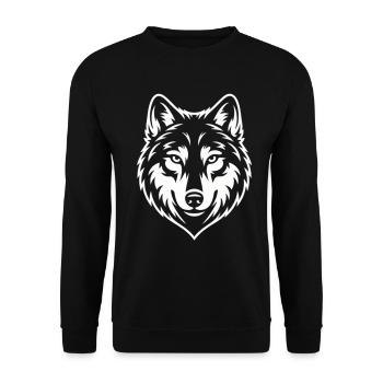 Design artistique minimaliste de la tête de tête de loup - Sweat-shirt Unisexe - noir - Devant - Alina (178cm) & Michal (187cm)