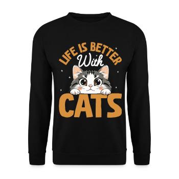 La vie est meilleure avec les chats qui aiment les chats - Sweat-shirt Unisexe - noir - Devant - Alina (178cm) & Michal (187cm)
