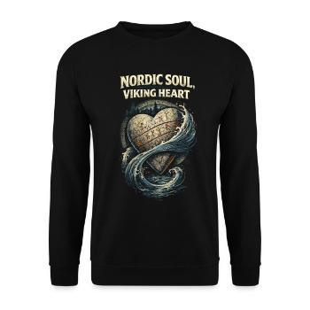 Skandinavisch Wikinger Nordic Soul Viking Heart - Unisex Pullover - Schwarz - Vorne - Alina (178cm) & Michal (187cm)