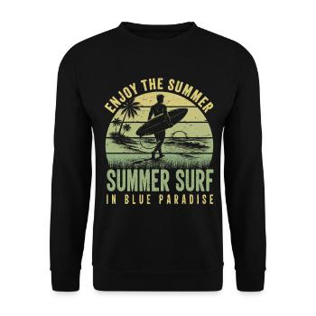 Enjoy the Summer Summer Surf In Blue Paradise - Unisex Pullover - Schwarz - Vorne - Alina (178cm) & Michal (187cm)