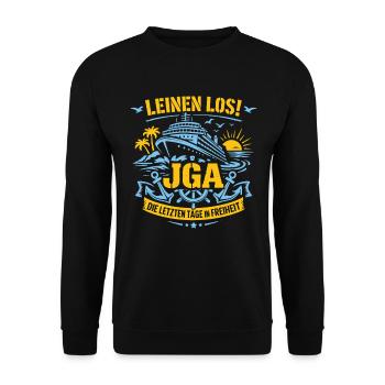 Cast off! Bachelor party on the high seas - Unisex Sweatshirt - black - Front - Alina (178cm) & Michal (187cm)