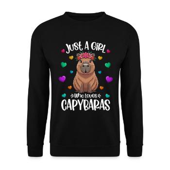 Mädchen Wasserschweinliebhaberin Süßes Capybara  - Unisex Pullover - Schwarz - Vorne - Alina (178cm) & Michal (187cm)