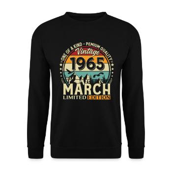 61st Birthday Gift Husband Vintage March 1965 - Unisex Sweatshirt - black - Front - Alina (178cm) & Michal (187cm)