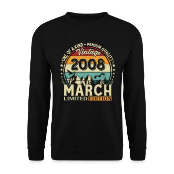 18th Birthday Gift Husband Vintage March 2008 - Unisex Sweatshirt - black - Front - Alina (178cm) & Michal (187cm)