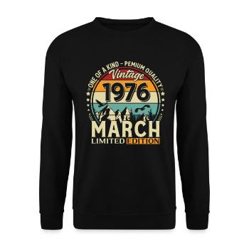 50th Birthday Gift Husband Vintage March 1976 - Unisex Sweatshirt - black - Front - Alina (178cm) & Michal (187cm)