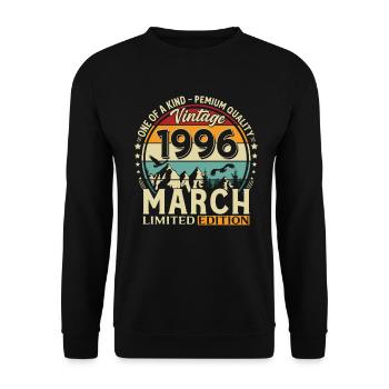 30th Birthday Gift Husband Vintage March 1996 - Unisex Sweatshirt - black - Front - Alina (178cm) & Michal (187cm)