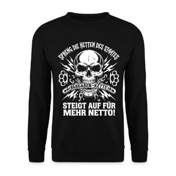 Spreng Die Ketten, Abgaben Kette - Unisex Pullover - Schwarz - Vorne - Alina (178cm) & Michal (187cm)