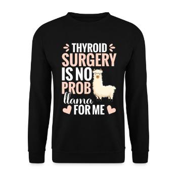 Thyroid Surgery Recovery Items Llama Fan Thyroid - Unisex Sweatshirt - black - Front - Alina (178cm) & Michal (187cm)
