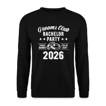 Club des mariés - Enterrement de vie de garçon 2026 | Enterrement de vie de garçon - Sweat-shirt Unisexe - noir - Devant - Alina (178cm) & Michal (187cm)