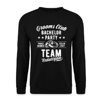 Club des Mariés d’équipe | Enterrement de vie de garçon - Sweat-shirt Unisexe - noir - Devant - Alina (178cm) & Michal (187cm)