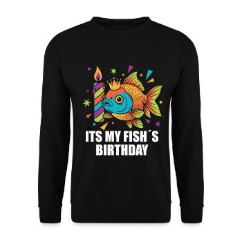 Its My Fish's Birthday Goldfisch - Unisex Pullover - Schwarz - Vorne - Alina (178cm) & Michal (187cm)