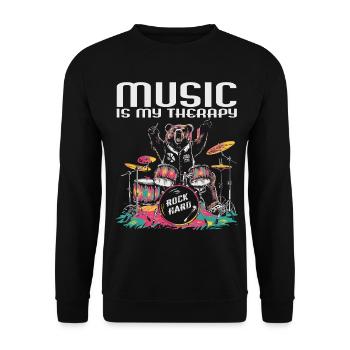 music is my therapy - Unisex Sweatshirt - black - Front - Alina (178cm) & Michal (187cm)