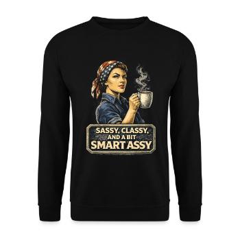 Feminism Feminist Feminist - Unisex Sweatshirt - black - Front - Alina (178cm) & Michal (187cm)