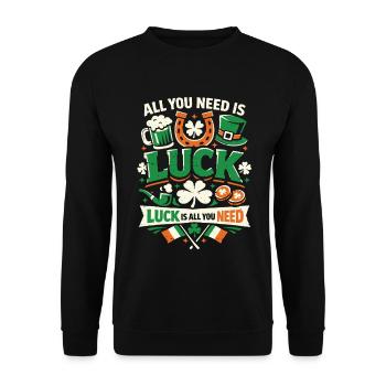 St Patrick's Day | All You Need Is Luck - Unisex Sweatshirt - black - Front - Alina (178cm) & Michal (187cm)