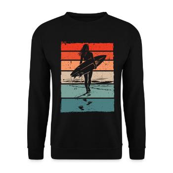 Surfer Retro Vintage Sunset Beach - Unisex Sweatshirt - black - Front - Alina (178cm) & Michal (187cm)