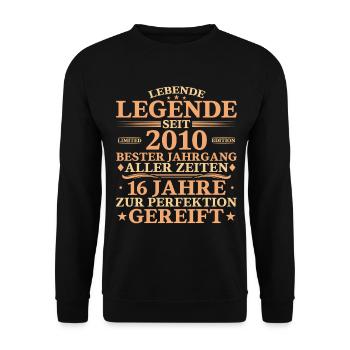 16. Geburtstag 2010 Legende Vintage Geschenk - Unisex Pullover - Schwarz - Vorne - Alina (178cm) & Michal (187cm)