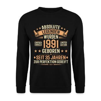 35e anniversaire 1991 Legend Vintage Gift - Sweat-shirt Unisexe - noir - Devant - Alina (178cm) & Michal (187cm)