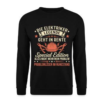 Electrician Legend in Retirement Retirement Gift - Unisex Sweatshirt - black - Front - Alina (178cm) & Michal (187cm)