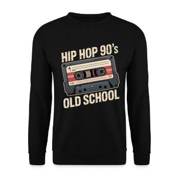 Hip Hop 90s Old School Kassette - Unisex Pullover - Schwarz - Vorne - Alina (178cm) & Michal (187cm)