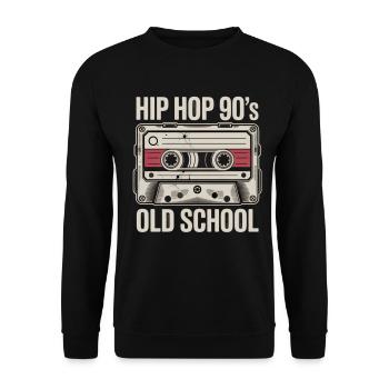 Hip Hop 90s Old School Kassette - Unisex Pullover - Schwarz - Vorne - Alina (178cm) & Michal (187cm)