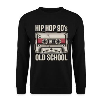 Hip Hop 90s Old School Kassette - Unisex Pullover - Schwarz - Vorne - Alina (178cm) & Michal (187cm)