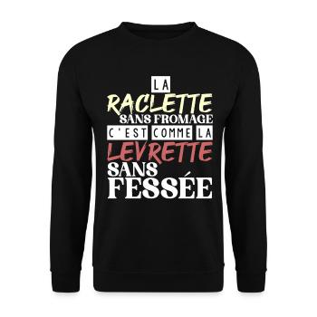Raclette without cheese without spanking - Unisex Sweatshirt - black - Front - Alina (178cm) & Michal (187cm)