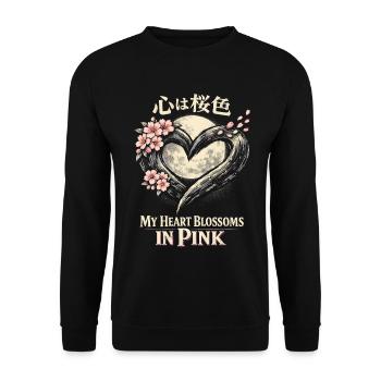 Cherry Blossom Sakura Cherry Blossom - Unisex Sweatshirt - black - Front - Alina (178cm) & Michal (187cm)