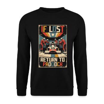 Course automobile : Sport automobile : Retour au paddock en cas de perte - Sweat-shirt Unisexe - noir - Devant - Alina (178cm) & Michal (187cm)
