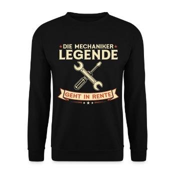 Mechanic Legend in Retirement Retirement Gift - Unisex Sweatshirt - black - Front - Alina (178cm) & Michal (187cm)