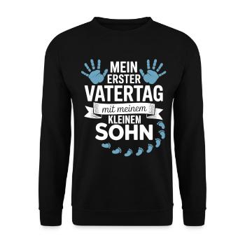 Erster Vatertag Papa Sohn Shirt - Unisex Pullover - Schwarz - Vorne - Alina (178cm) & Michal (187cm)