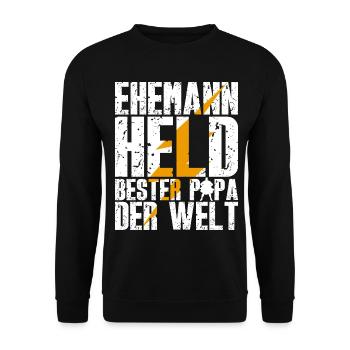 Husband Hero Best Dad in the World Father - Unisex Sweatshirt - black - Front - Alina (178cm) & Michal (187cm)