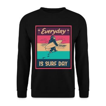 Chaque jour EST JOUR SURF des ambiances Gorilla Surfer Beach - Sweat-shirt Unisexe - noir - Devant - Alina (178cm) & Michal (187cm)