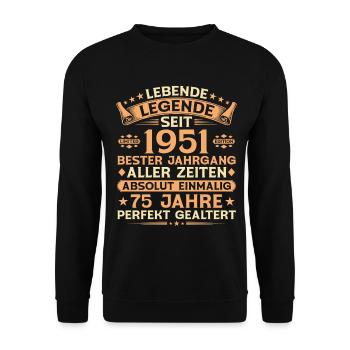 75e anniversaire cadeau Vintage Legend de 1951 - Sweat-shirt Unisexe - noir - Devant - Alina (178cm) & Michal (187cm)