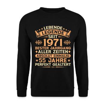 55e anniversaire cadeau de légende vintage 1971 - Sweat-shirt Unisexe - noir - Devant - Alina (178cm) & Michal (187cm)