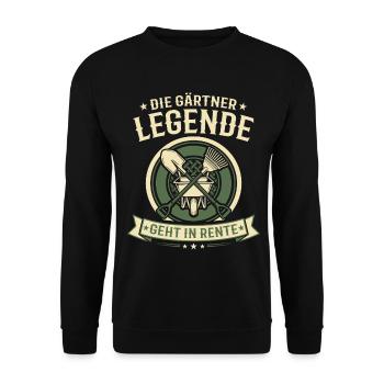 Gardener Legend in Retirement Retirement Gift - Unisex Sweatshirt - black - Front - Alina (178cm) & Michal (187cm)