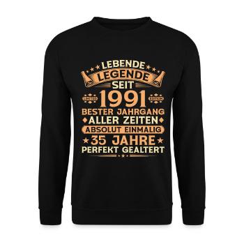 35th Birthday 1991 Vintage Legend Gift - Unisex Sweatshirt - black - Front - Alina (178cm) & Michal (187cm)