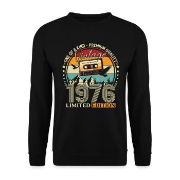 50th Birthday Gift Husband Vintage March 1976 - Unisex Sweatshirt - black - Front - Alina (178cm) & Michal (187cm)