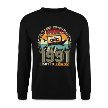 Cadeau du 35e anniversaire Mari Année Mars 1991 - Sweat-shirt Unisexe - noir - Devant - Alina (178cm) & Michal (187cm)