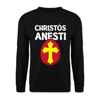Christos Anesti Griechisches Osterei - Unisex Pullover - Schwarz - Vorne - Alina (178cm) & Michal (187cm)