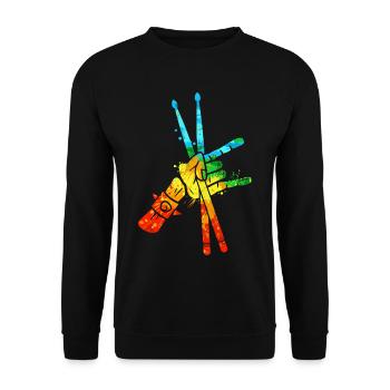 Drums Colorful Drummer Kids Men Drummer - Unisex Sweatshirt - black - Front - Alina (178cm) & Michal (187cm)