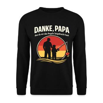 Danke Papa Angeln beigebracht Vatertag Shirt - Unisex Pullover - Schwarz - Vorne - Alina (178cm) & Michal (187cm)