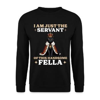 Roi Chat Noir Propriétaire de Chat Serviteur - Sweat-shirt Unisexe - noir - Devant - Alina (178cm) & Michal (187cm)