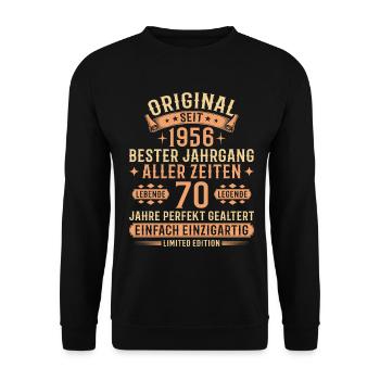 70th Birthday 1956 Vintage Legend Gift - Unisex Sweatshirt - black - Front - Alina (178cm) & Michal (187cm)