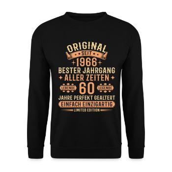 60th Birthday 1966 Vintage Legend Gift - Unisex Sweatshirt - black - Front - Alina (178cm) & Michal (187cm)