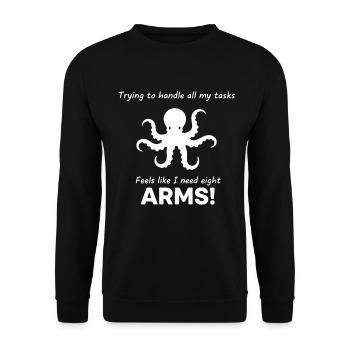 Funny Octopus Stress Office - Unisex Sweatshirt - black - Front - Alina (178cm) & Michal (187cm)