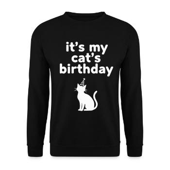 Lustige Katze Geburtstag Partyhut - Unisex Pullover - Schwarz - Vorne - Alina (178cm) & Michal (187cm)