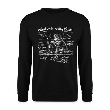 Cat, Physics, What cats really think - Unisex Sweatshirt - black - Front - Alina (178cm) & Michal (187cm)