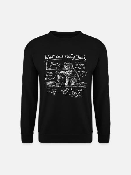 Cat, Physics, What cats really think - Unisex Sweatshirt - black