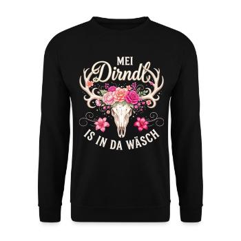 Trachtenshirt Damen Trachten T-Shirt Dirndl Outfit - Unisex Sweatshirt - black - Front - Alina (178cm) & Michal (187cm)